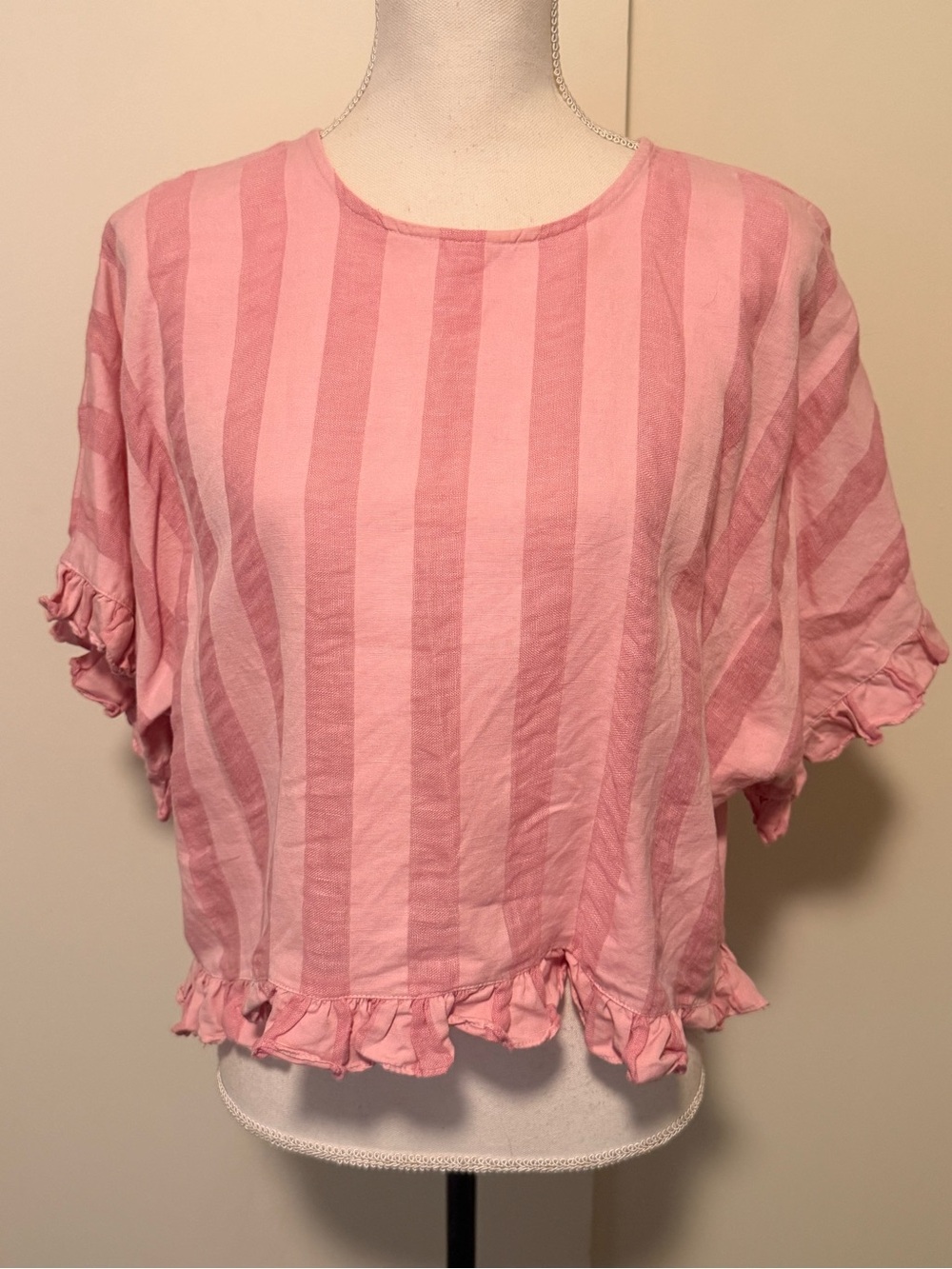 Zara Pink Striped Blouse Size M